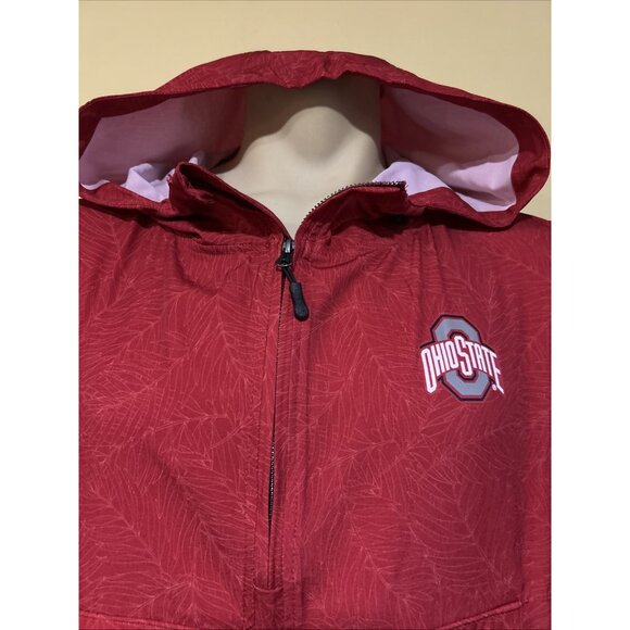 NEW Ohio State Buckeyes Colosseum Red 1/2 Zip Hooded Anorak Jacket Palms Men's L - Picture 5 of 12